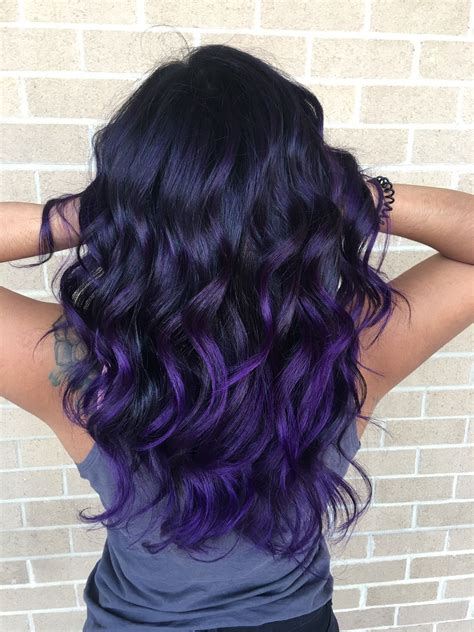 black to purple ombre hair|dark purple ombre hair.